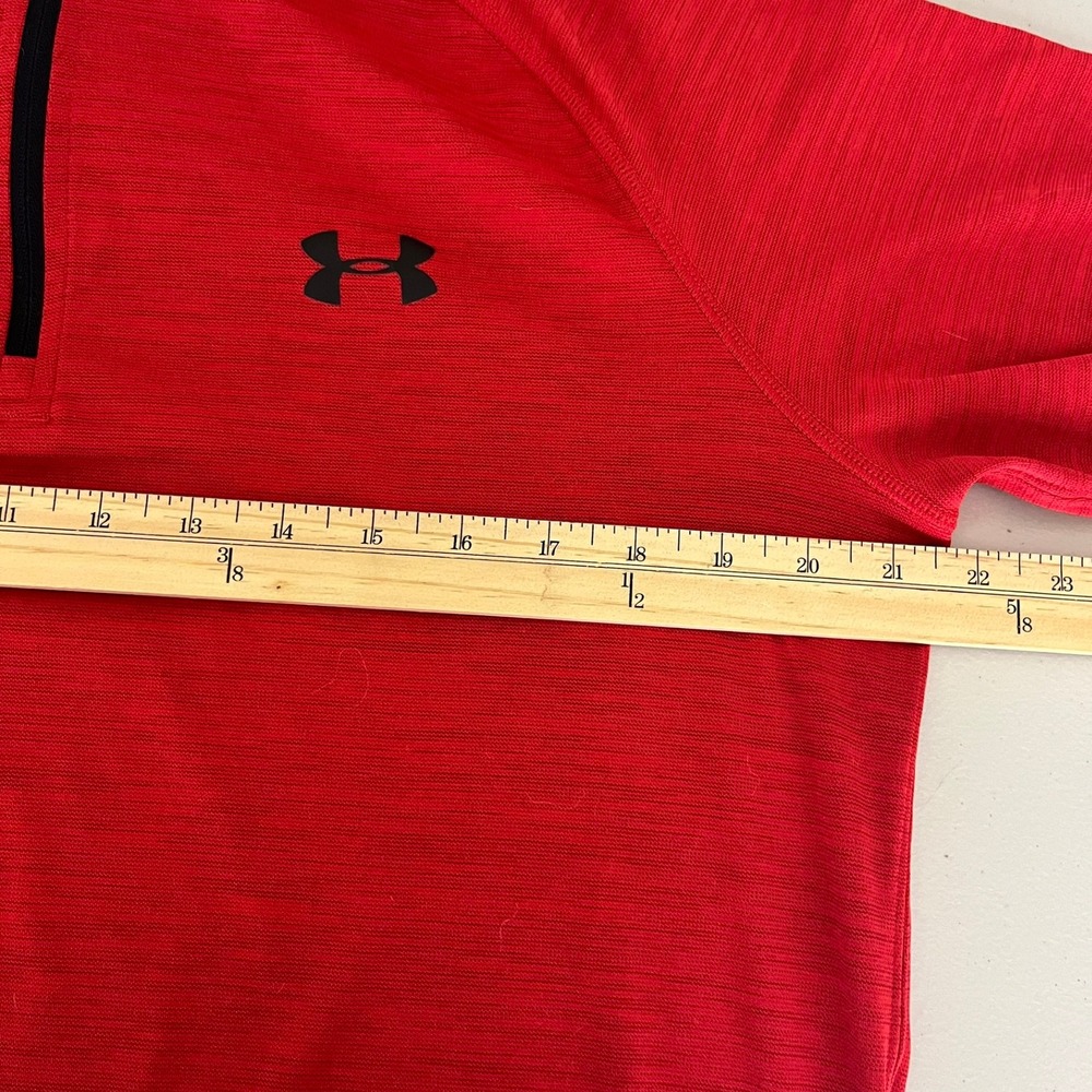 Under Armour Mens Tech 1/4 Zip Pullover Red Heathered Long Sleeve‎ Size M - Picture 10 of 12